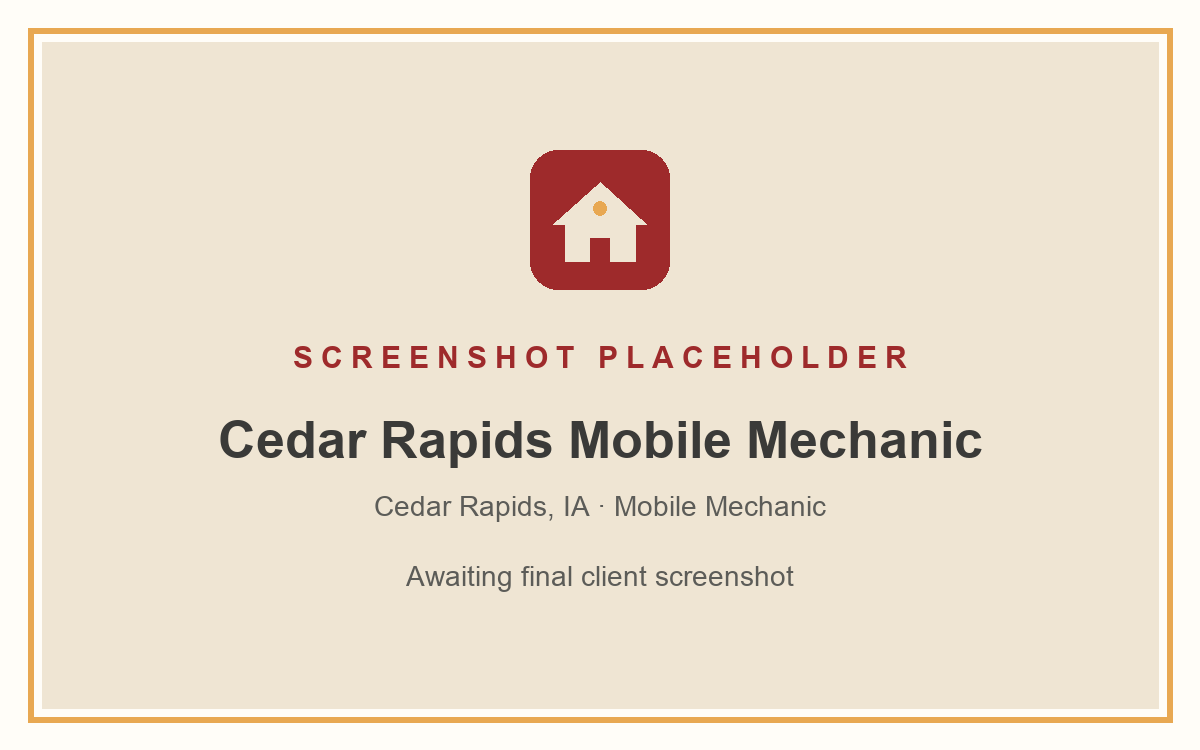 Screenshot of the Cedar Rapids Mobile Mechanic website homepage