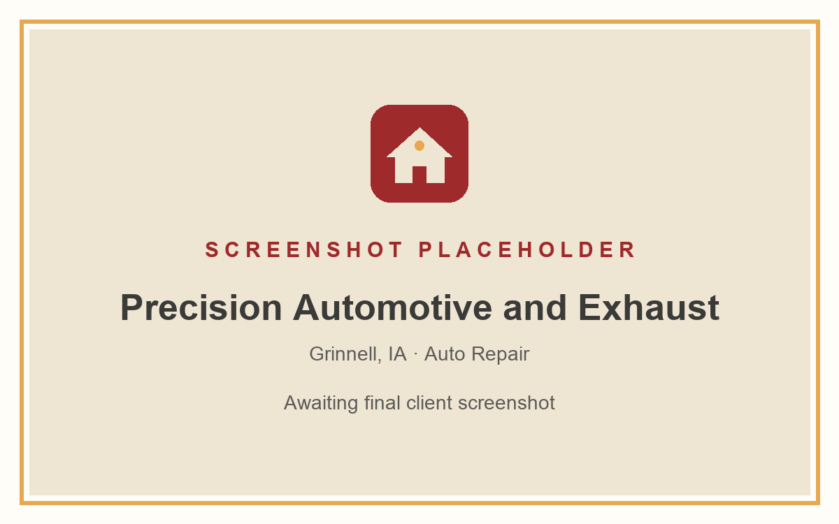Screenshot of the Precision Automotive and Exhaust website homepage