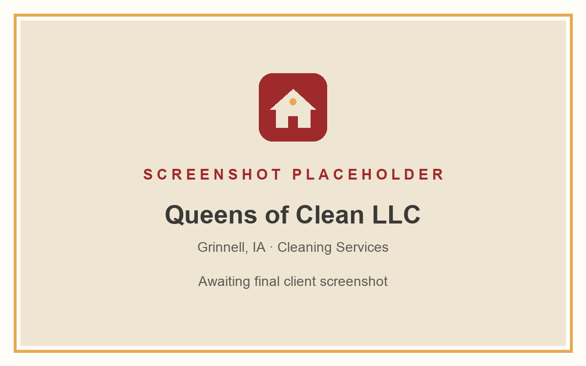 Screenshot of the Queens of Clean LLC website homepage